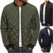 Men's Clothing Diamond Plaid Men's Padded Jacket Stand Collar Short Cotton Coat Menswear_ipsvogv.com