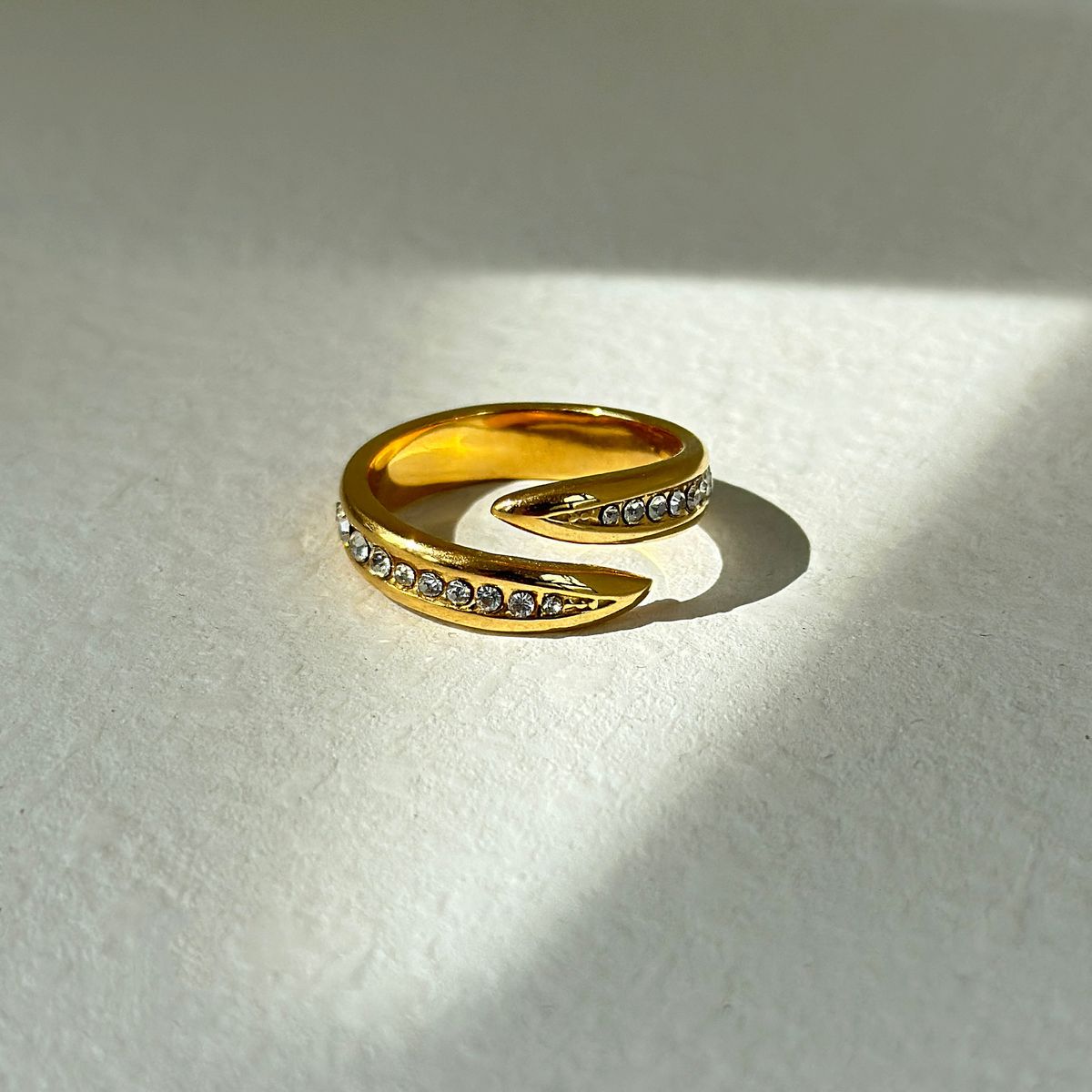 INS Electroplated Titanium Steel Transparent Zircon Open Versatile Ring_ipsvogv.com