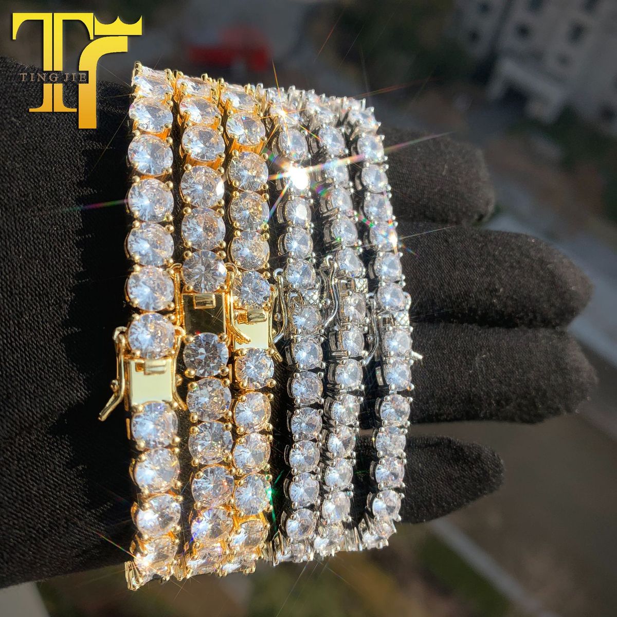 Hip Hop Jewelry Copper Inlaid Zircon Tennis Chain Single Row Bracelet Fashion Trendy Hand Accessories_ipsvogv.com