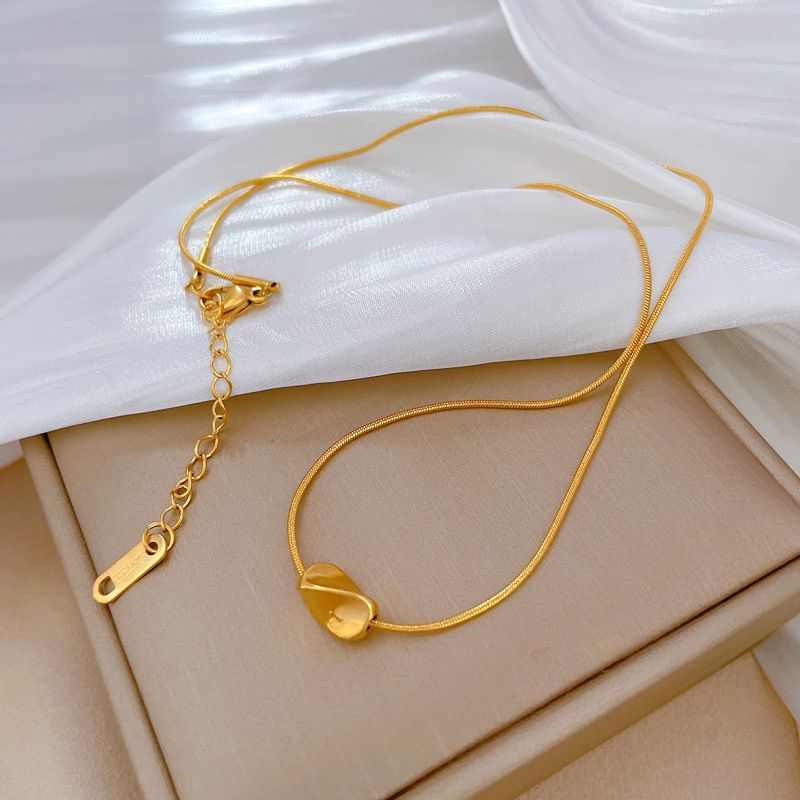 Full Body 【 Titanium Steel 】 Twisted Bean Personality Extremely Simple Wind Furnace Real Gold Necklace Female Ins 【 】_ipsvogv.com