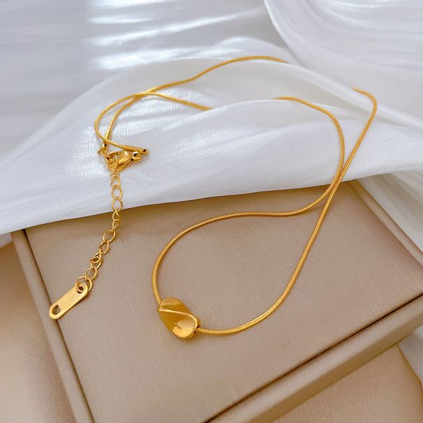 Full Body 【 Titanium Steel 】 Twisted Bean Personality Extremely Simple Wind Furnace Real Gold Necklace Female Ins 【 】_ipsvogv.com