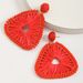 New summer seaside holiday style earrings raffia hand woven rice bead earrings geometric square sweet earrings_ipsvogv.com
