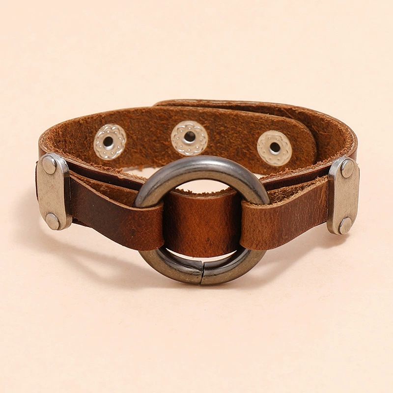 New Men's Cowhide Bracelet Trendy Accessories Niche Simple Elegant Circle Punk Wristband_ipsvogv.com