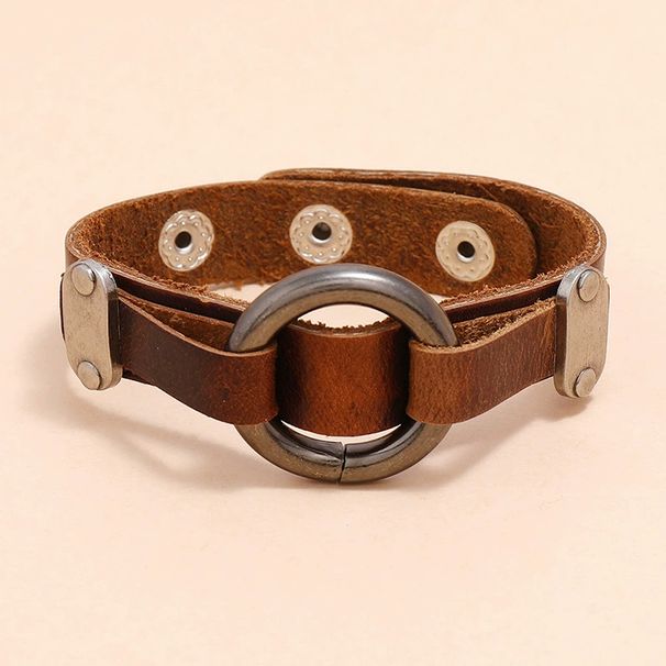 New Men's Cowhide Bracelet Trendy Accessories Niche Simple Elegant Circle Punk Wristband_ipsvogv.com