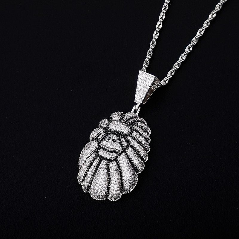 Men And Women's Jewelry Trendy Hip Hop Gorilla Pendant Necklace With Dual-Tone CZ Stones For Casual And Party Wear Necklace Gold Jewelry_ipsvogv.com