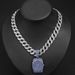 Niche personality hip hop retro original blue diamond full diamond watch pendant men's versatile Cuban necklace_ipsvogv.com