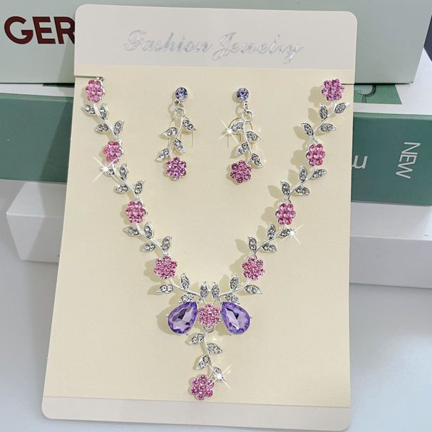 2025 Necklace And Earring Bridal Fashion Full Diamond Jewelry Two-Piece Set_ipsvogv.com