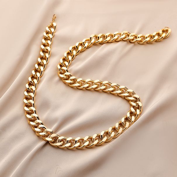 Simple Gold Coarse Aluminum Chain Grinding Chain, Personalized And Fashionable Hip-hop Men's Necklace_ipsvogv.com