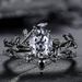 Branch Cross Gun Black Pair Inlaid With White Zircon Ladies Ins Thorn Ring_ipsvogv.com