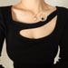 Women's Jewelry Exaggerated Love Heart Chain Necklace Black Beige Double Sided Pendant Retro Titanium Steel K Jewelry_ipsvogv.com