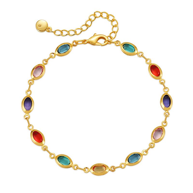 Exotic colorful acrylic light luxury temperament bracelet plated with K real gold chain travel seaside commemorative bracelet_ipsvogv.com
