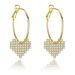 Unisex Real Gold Brass Electroplating Fashionable Full Diamond Heart Personality Earrings Sweet Temperament Earrings_ipsvogv.com