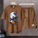 Men's Clothing 2024 Waffle Casual Summer Suit Men's Loose Teen Short sleeved T shirt Shorts Handsome Two piece Suit_ipsvogv.com