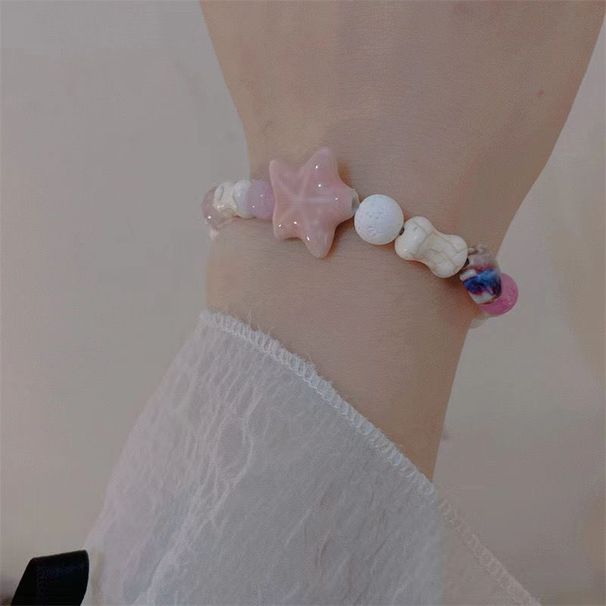 Starfish Series Ceramic Macaron Pentagram Bracelet For Women, New Sweet And Niche Versatile Irregular Bead Jewelry_ipsvogv.com