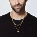 Stylish Black Square Necklace For Men Golden Color 14k Yellow Gold Rope Cuban Box Figaro Wheat Chain Double Layered_ipsvogv.com