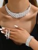 2024 Evening Banquet Jewelry Three-Piece Wedding Women's Necklace Earrings Bracelet Set_ipsvogv.com