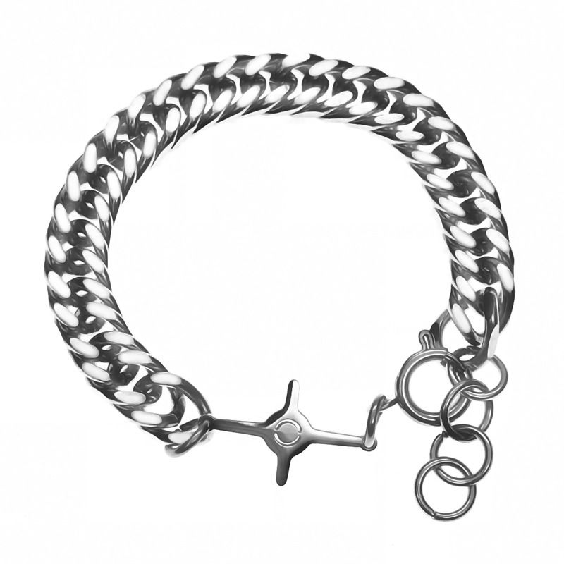 Niche Design Starburst Cross Titanium Steel Simple Men's Hip-Hop Cuban Chain Bracelet Ins Couple Jewelry_ipsvogv.com