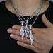 Men's Jewelry Hip Hop New Lightning Pendant White And Blue Color Luminous Necklace Jewelry Popular Jewelry_ipsvogv.com