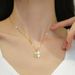 【 Titanium Steel 】 Shell Lucky Grass Flower Luxury Temperament Internet Red Full Zirconia Necklace Women's Fashion Trend_ipsvogv.com