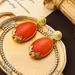 Vintage vintage jewelry mosquito coil, oval natural stone light luxury high-end earrings, autumn and winter_ipsvogv.com