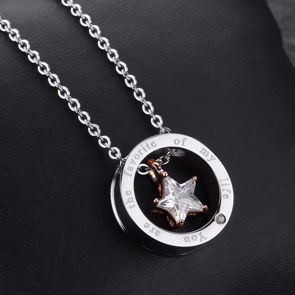 Star Love Couple Memorial Titanium Steel Necklace Simple Hip Hop Trendy Men And Women One Piece Couple Necklace_ipsvogv.com