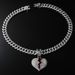Hip hop style diamond shattered red heart pendant men's Cuban personalized collarbone chain hoodie necklace_ipsvogv.com