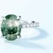 Simple Natural Water Grass Agate Ring S925 Silver Claw Inlaid Green Moss Light Luxury Fashion All Match_ipsvogv.com