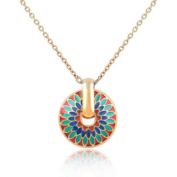 Colored Daisy Pattern Feeling Titanium Steel Non Fading Jewelry Set For Women's Necklace_ipsvogv.com