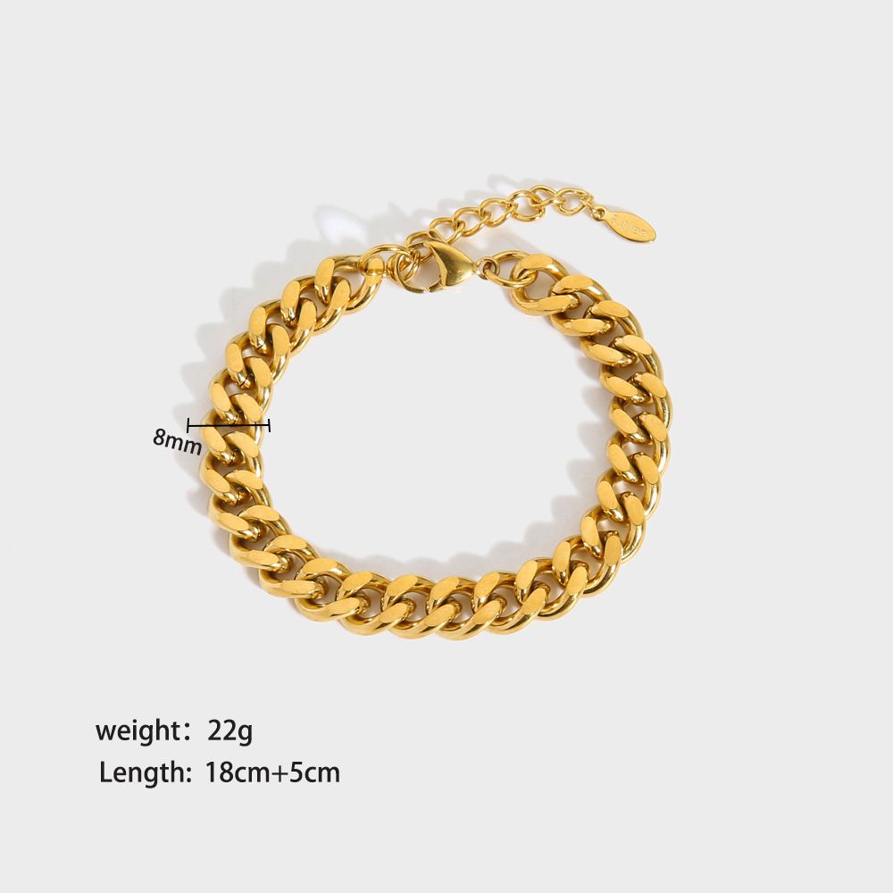 Titanium Non-Fading Men And Women Hip-Hop Trendy Gold Stainless Steel Cuban Chain Bracelet Jewelry_ipsvogv.com