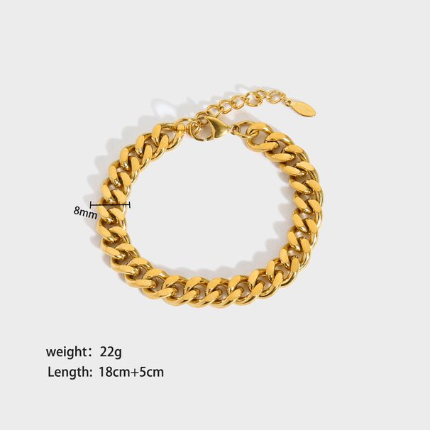 Titanium Non-Fading Men And Women Hip-Hop Trendy Gold Stainless Steel Cuban Chain Bracelet Jewelry_ipsvogv.com