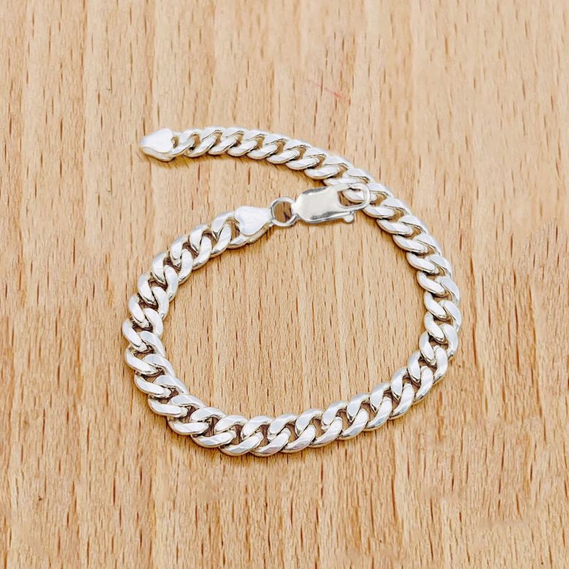 S Pure Silver Carved Side Cuban Bracelet For Men And Women Hip-Hop Personality Ins High-Quality Versatile Chain Jewelry_ipsvogv.com