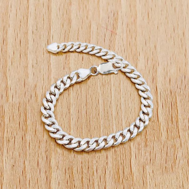 S Pure Silver Carved Side Cuban Bracelet For Men And Women Hip-Hop Personality Ins High-Quality Versatile Chain Jewelry_ipsvogv.com