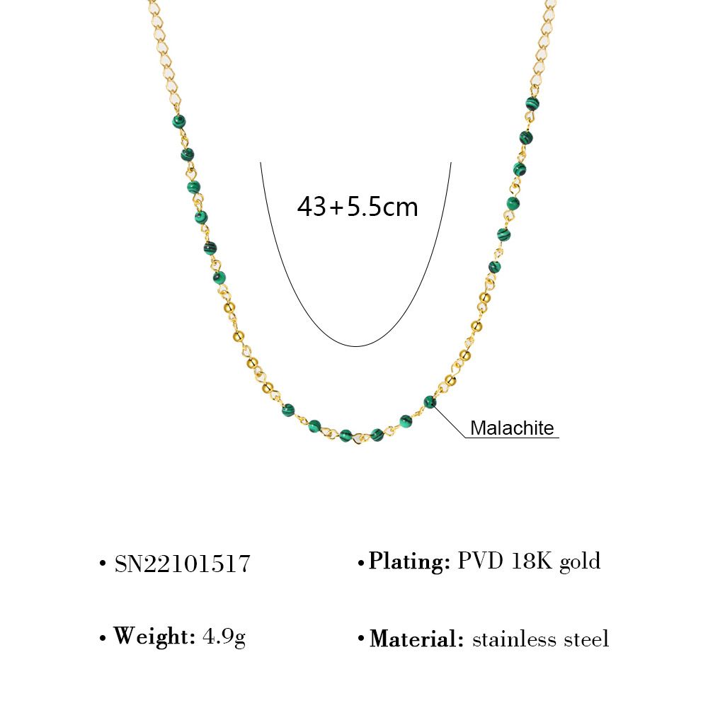 Summer Crystal Beaded Handmade Chain Diy Stainless Steel Necklace Female Retro French Clavicle Chain_ipsvogv.com