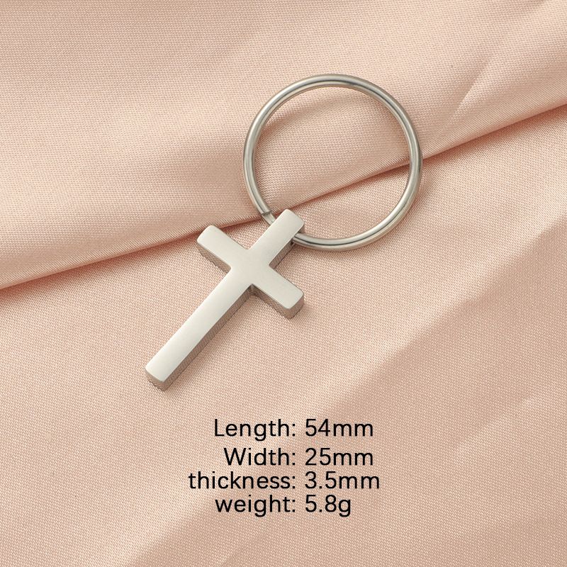 Men And Women's Jewelry Mirror Stainless Steel Cross Keychain DIY Fashion Hip Hop Engraved Pendant Accessories_ipsvogv.com