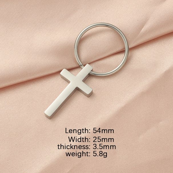 Men And Women's Jewelry Mirror Stainless Steel Cross Keychain DIY Fashion Hip Hop Engraved Pendant Accessories_ipsvogv.com