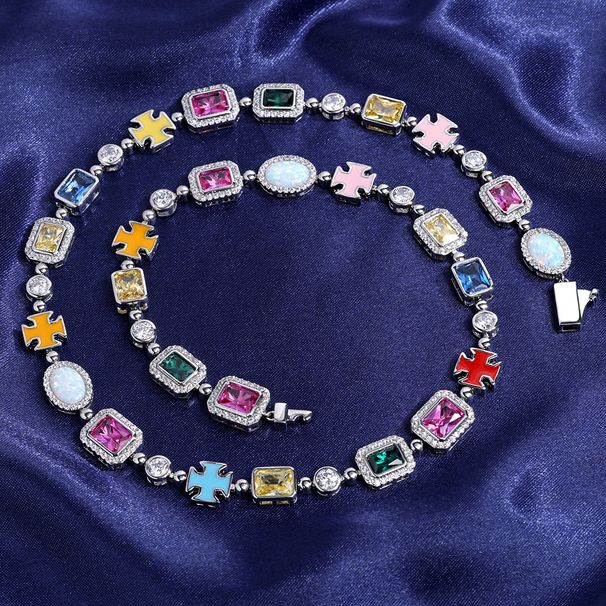 Men's Jewelry Hip Hop Colored Gemstone Ladies Jewelry Necklace Accessories High End Zircon Necklace_ipsvogv.com