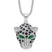 Trendy Hip-Hop Jewelry Titanium Steel Gold-Plated Inlaid Diamond Red And Green Eye Leopard Head Pendant Necklace_ipsvogv.com