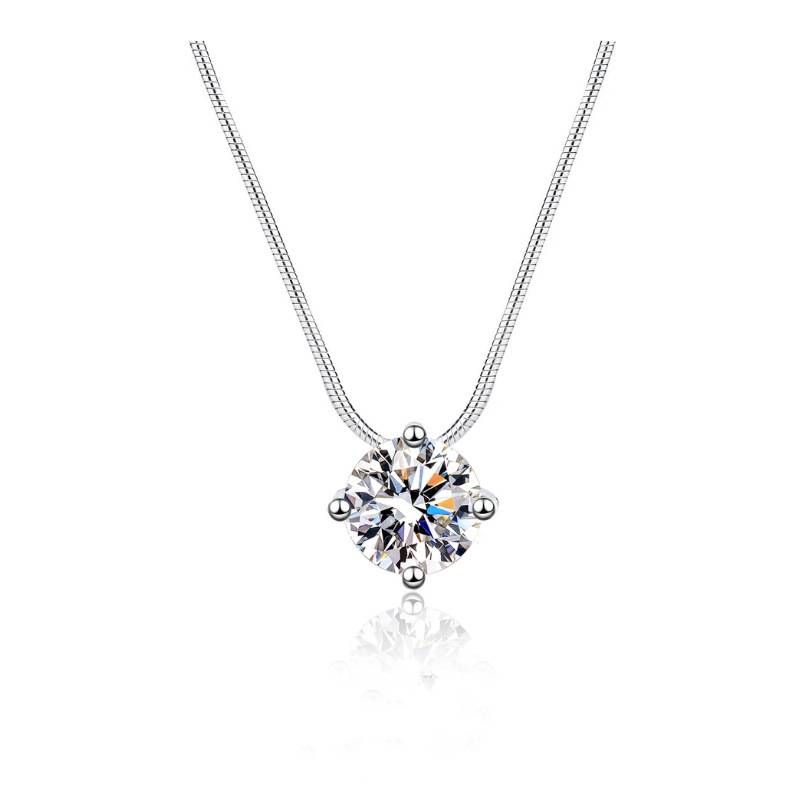 Silver Moissanite Necklace Simple And Fashionable Four Claw Moissanite Clavicle Necklace Female_ipsvogv.com