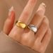 Women’s Jewelry Set Fashion Arc Stainless Steel Ring Ladies Personality All Match Exaggerated Plain Ring Real Gold Electroplated Titanium Steel Ring_ipsvogv.com