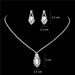 Simple Silver Zircon Necklace & Earrings Set - Women's Elegant Pendant Jewelry (Wholesale Bridal Gift, White Inlaid)_ipsvogv.com
