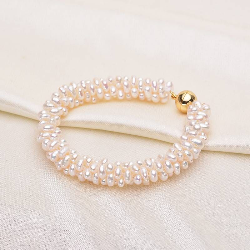 Tilian Pearl Natural Freshwater Pearl Necklace Bracelet Combination Special Shaped Small Baroque Braided Necklace Magnetic Buckle_ipsvogv.com