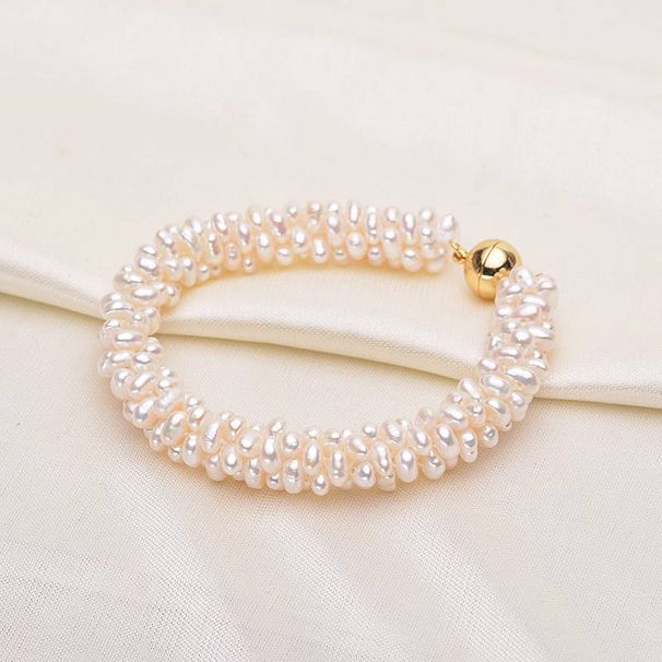 Tilian Pearl Natural Freshwater Pearl Necklace Bracelet Combination Special Shaped Small Baroque Braided Necklace Magnetic Buckle_ipsvogv.com
