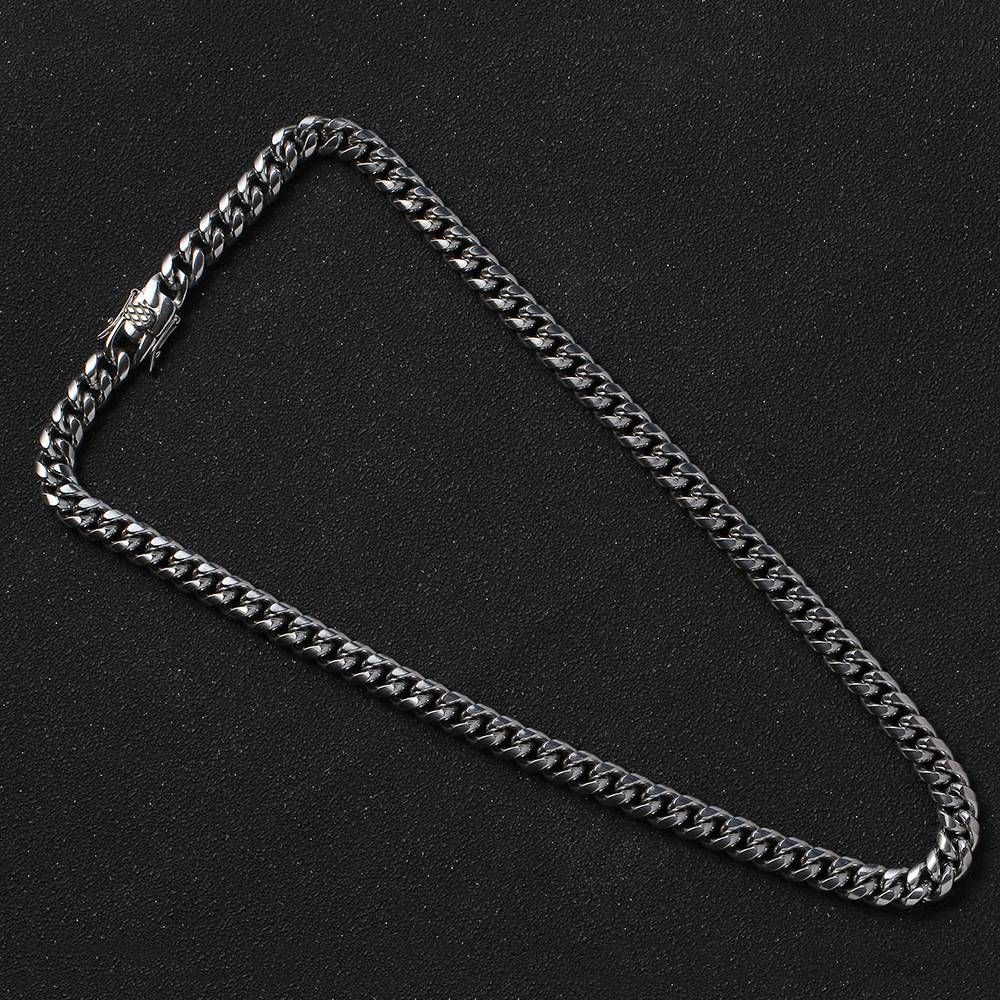 Men's Jewelry Round Grinding Cuban Chain Stainless Steel Necklace Domineering Men's Cuban Necklace Hip Hop Jewelry_ipsvogv.com