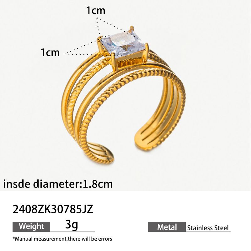 gold stainless steel zircon open ring high end ins ring titanium steel hand jewelry rings_ipsvogv.com