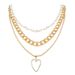 Temperament Pearl Chain Gold Peach Heart Pendant Necklace Street Shooting Women's Multi Layer Necklace_ipsvogv.com