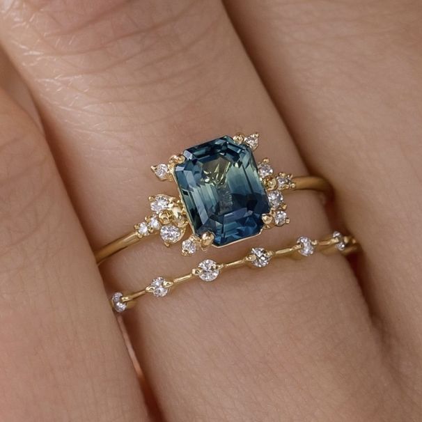 Sanjie Accessories Couple Ring, Simple And Fashionable Deep Blue Zircon Ring Jewelry For Women_ipsvogv.com