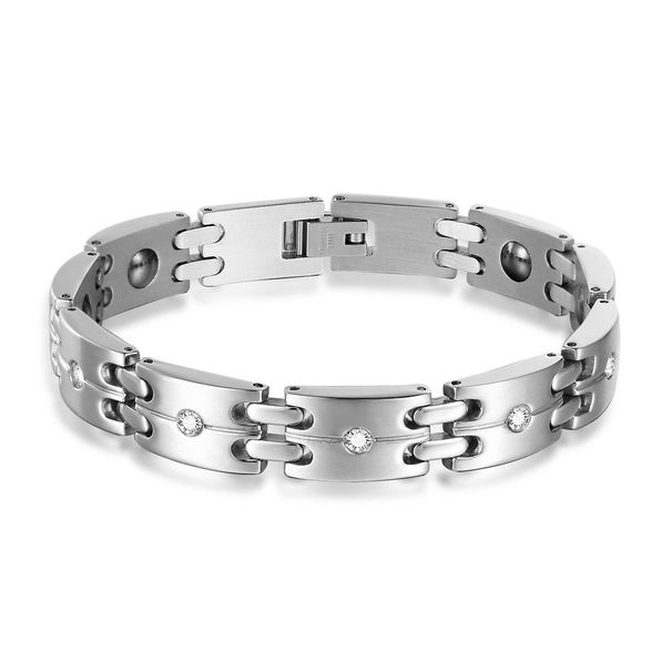 Men And Women's Jewelry Rhinestone Titanium Steel Couple Bracelet_ipsvogv.com