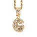 Hip hop necklace rock sugar square zirconium English letter pendant fashion hip hop men and women letter trendy personality necklace_ipsvogv.com