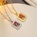 New Colored Zirconium Square Plate Pendant Necklace For Women In Bohemian Style Titanium Steel Lock Bone Chain Gold_ipsvogv.com