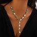 Design Sense: Alien Baroque Pendant, Tassel Necklace, Fashionable Metal Style, Y-shaped Water Droplet Necklace For Women_ipsvogv.com